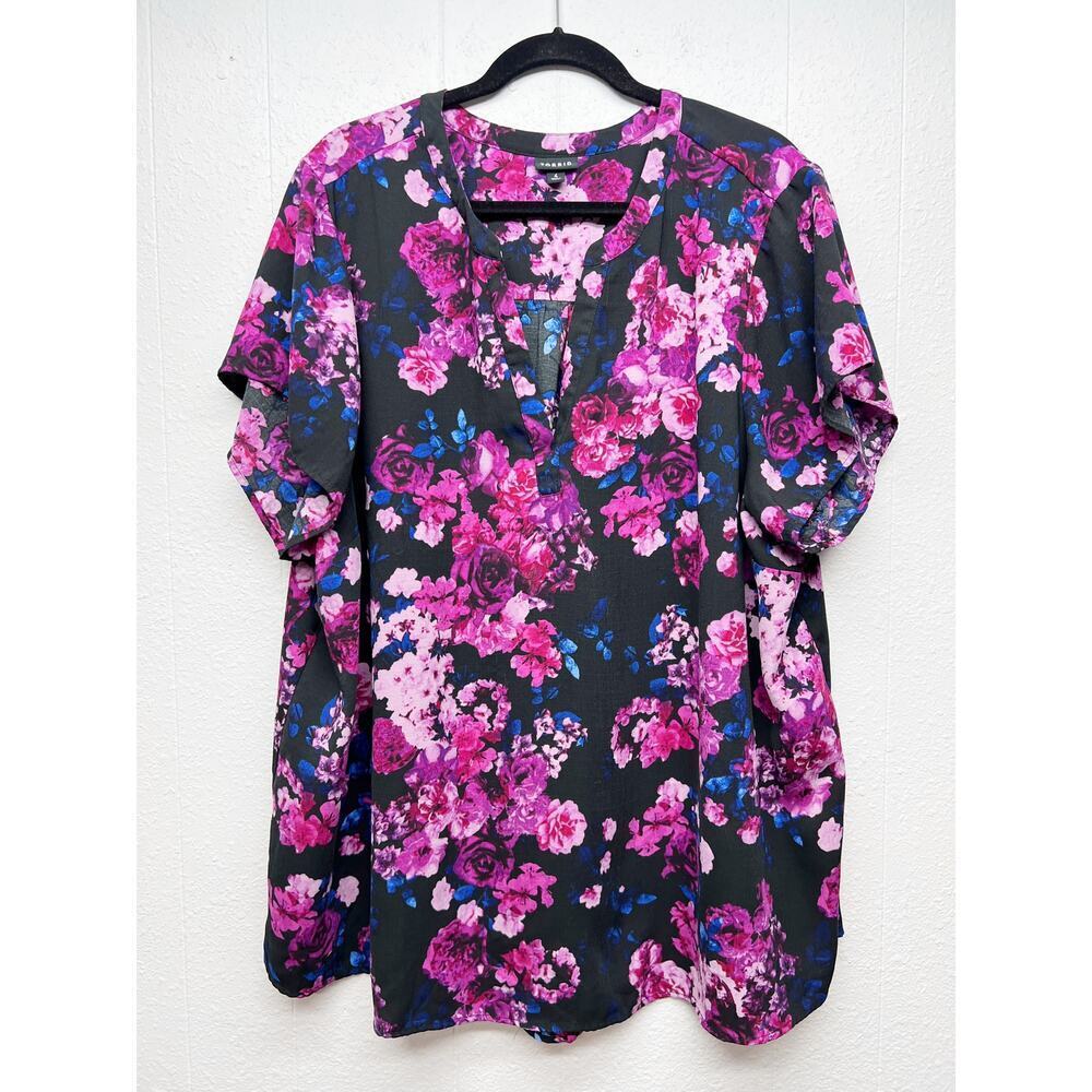 Torrid Dark Floral Pink Top Womens 4X Modest Church Contemporary Feminine Dressy